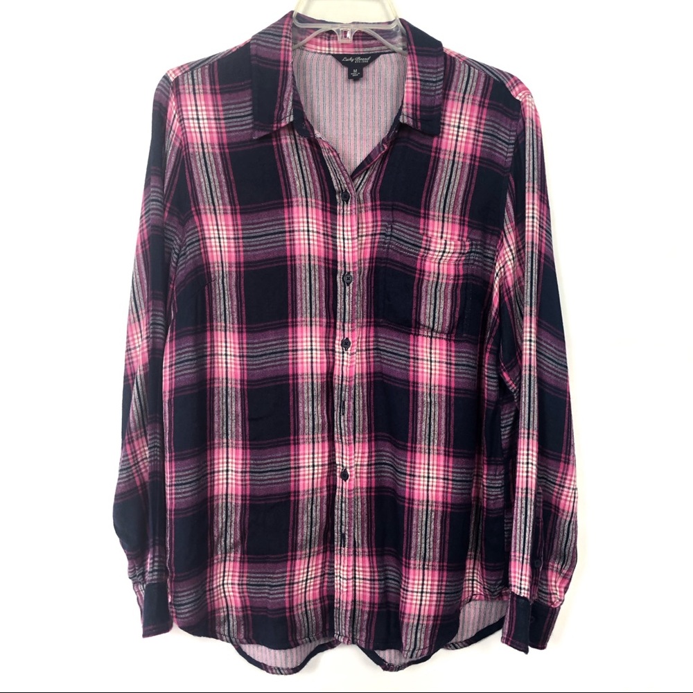 Lucky Brand M Blue and Pink Button Down Sh…